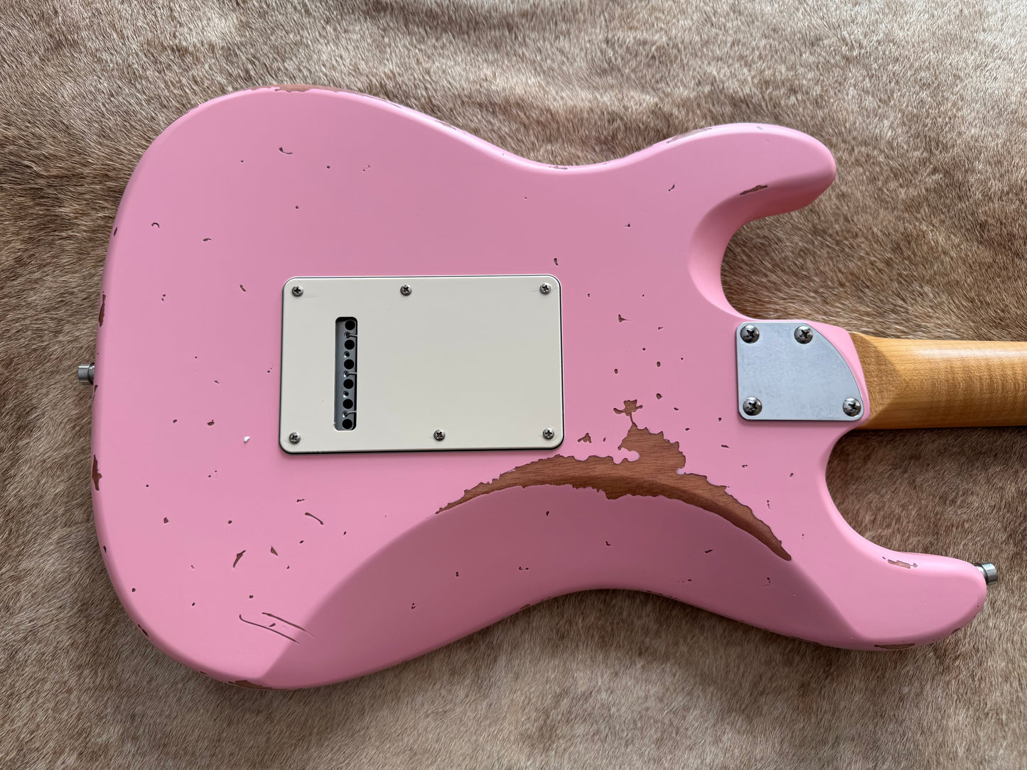 HSS Strat Style Electric Guitar – Shell Pink Relic