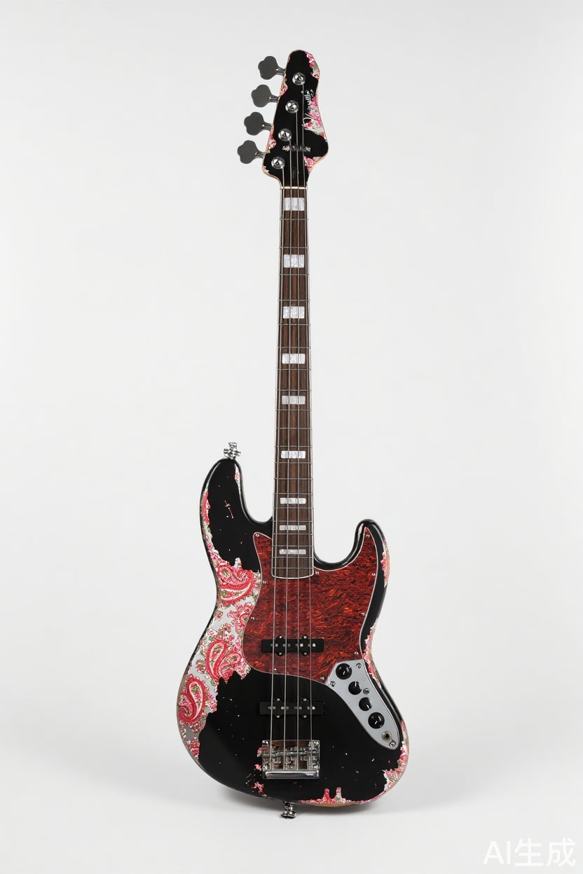 Dhatarattha DEB4 – Red Paisley Relic 4-String Bass