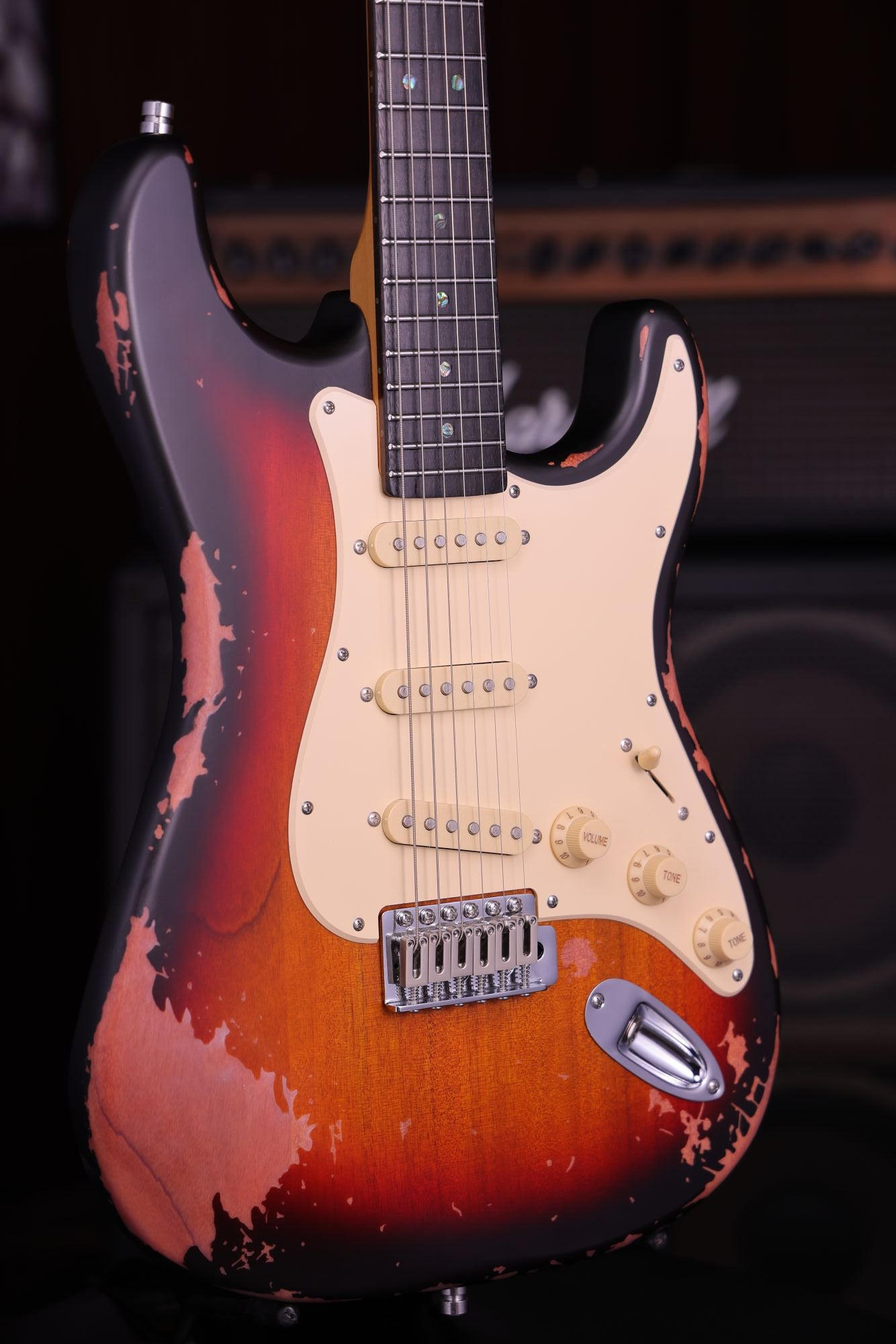SSS Strat Style Electric Guitar – Sunburst Relic
