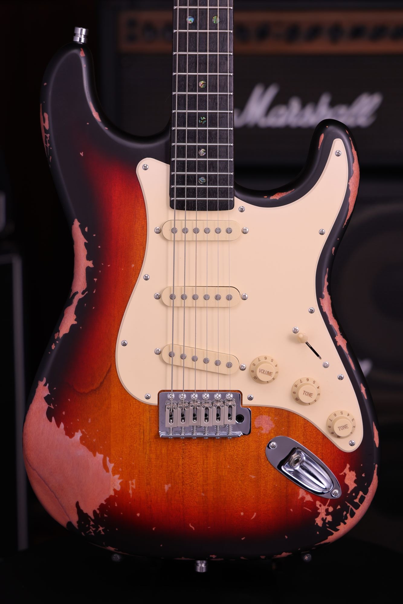 SSS Strat Style Electric Guitar – Sunburst Relic