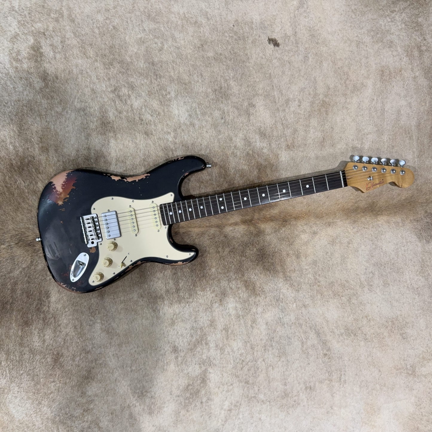 HSS Strat Style Electric Guitar – Black over Sunburst