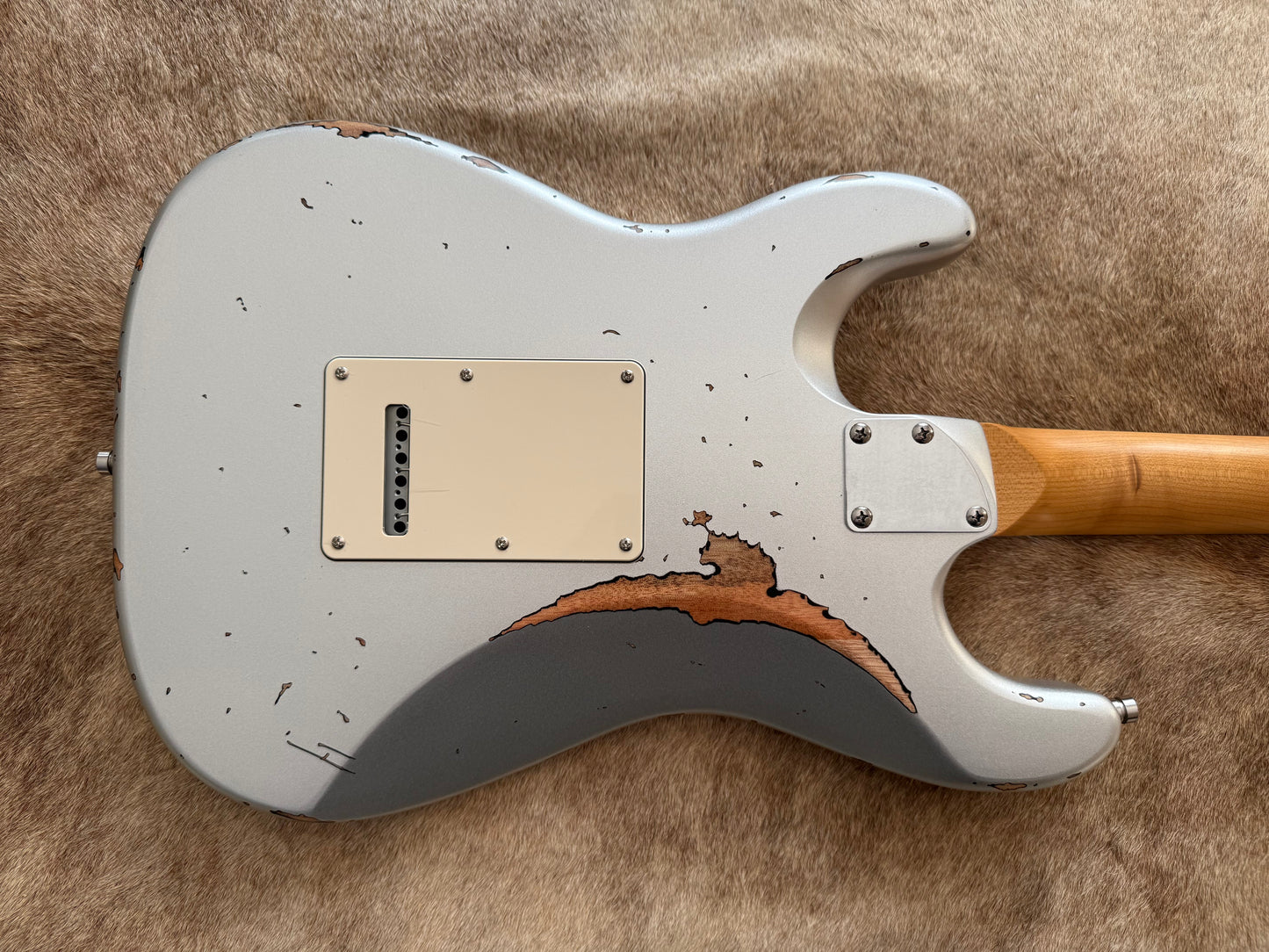 HSS Strat Style Electric Guitar – Silver Over Sunburst