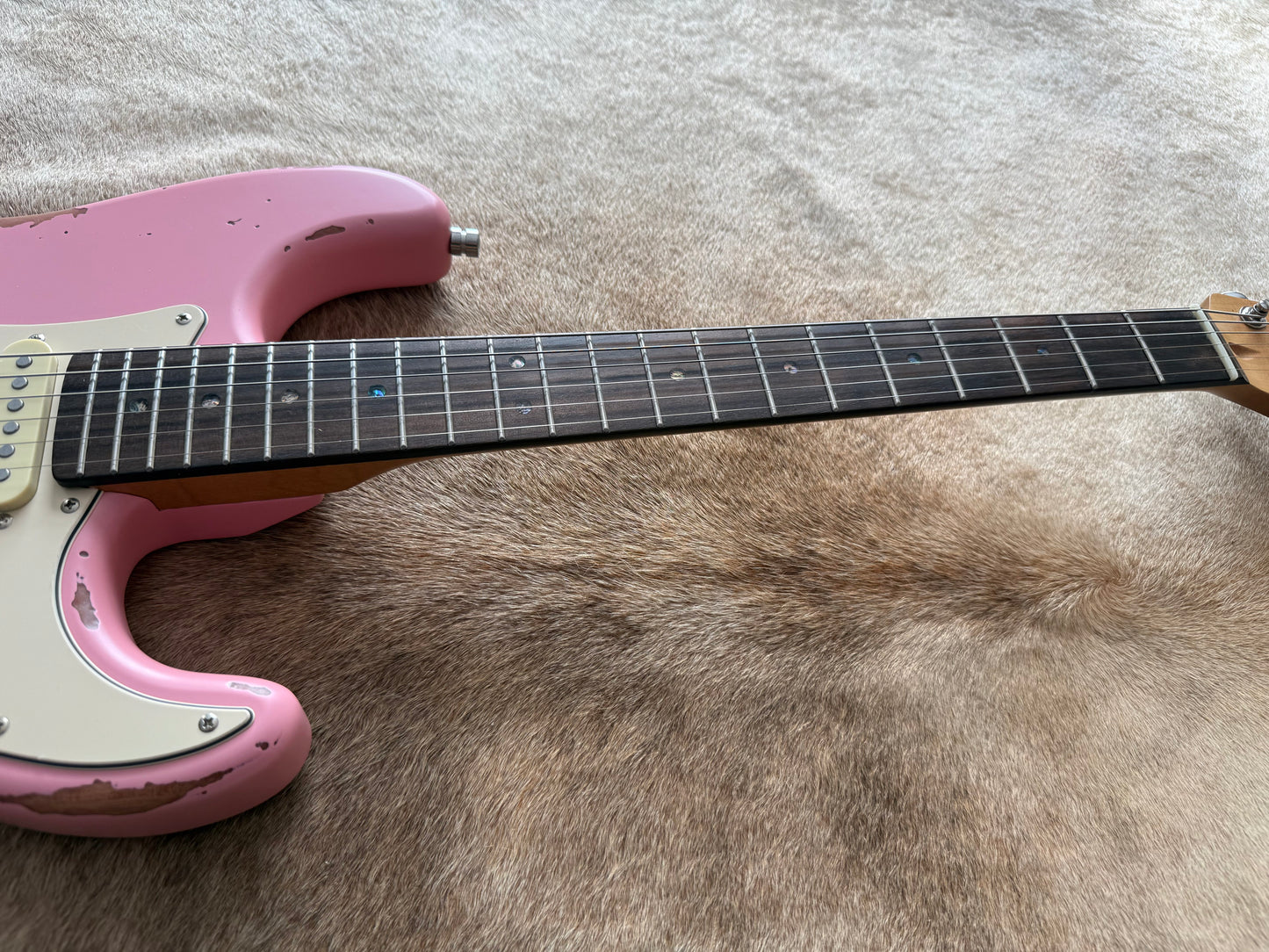 HSS Strat Style Electric Guitar – Shell Pink Relic