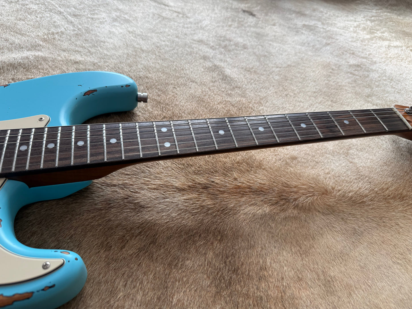 HSS Strat Style Electric Guitar – Surfblue Over Sunburst