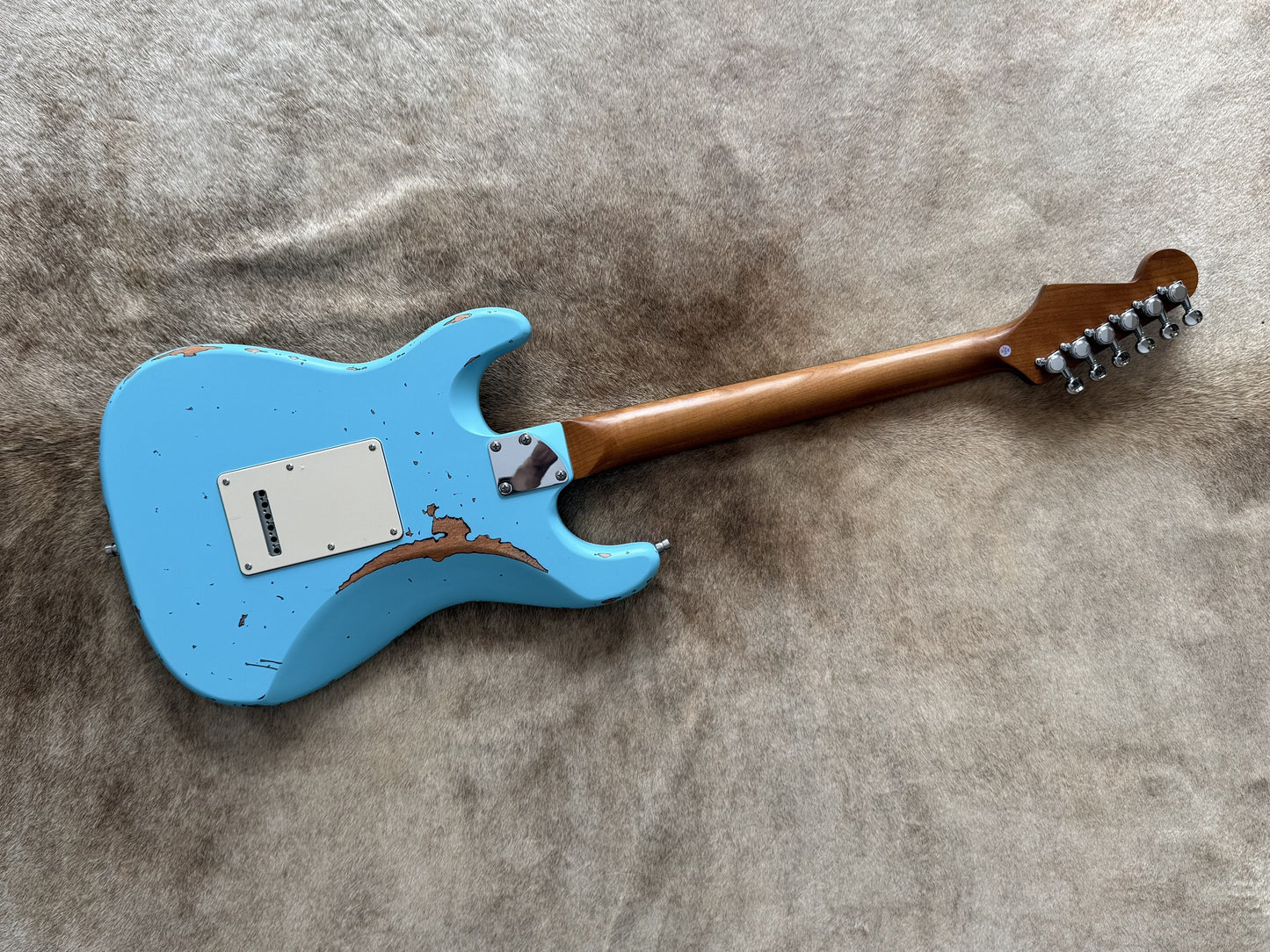 HSS Strat Style Electric Guitar – Surfblue Over Sunburst