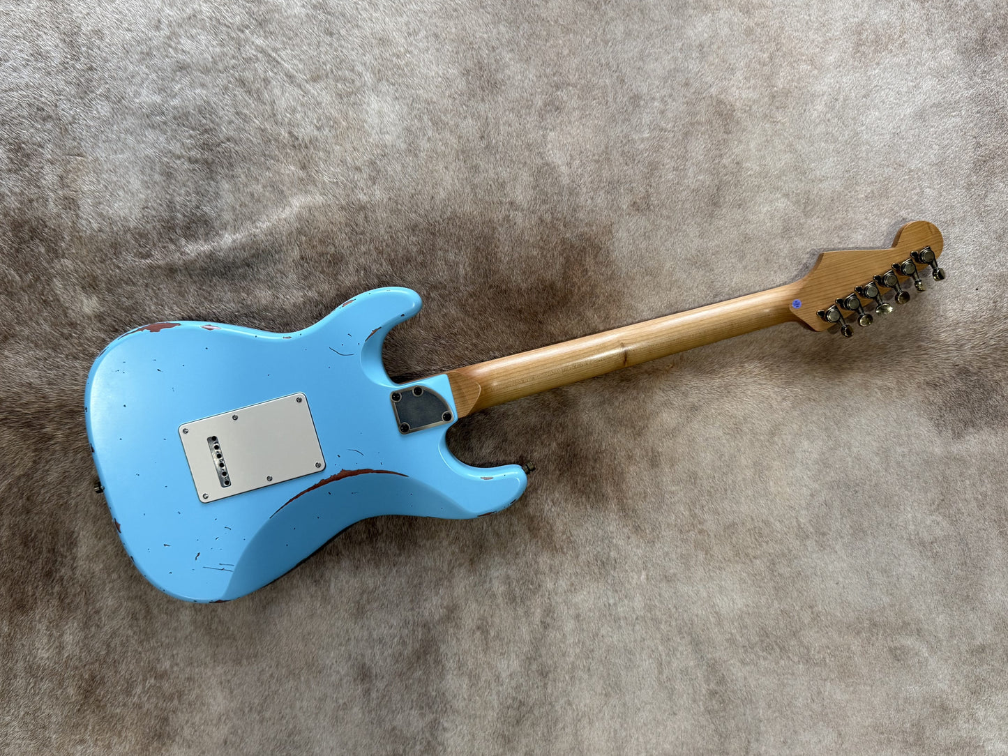 HSS Strat Style Electric Guitar – Surfblue Over Paisley