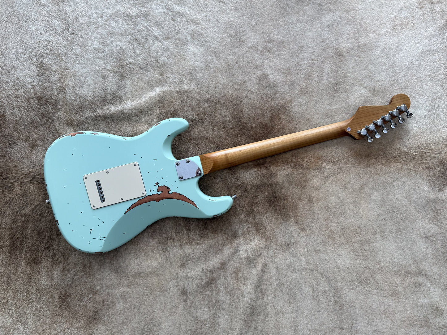 HSS Strat Style Electric Guitar – Surfgreen Over Sunburst
