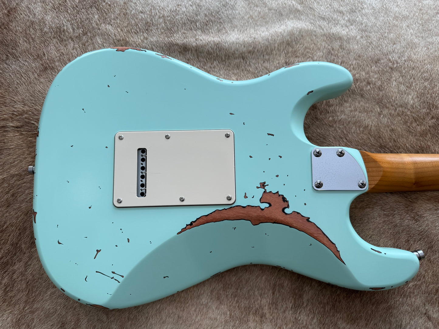 HSS Strat Style Electric Guitar – Surfgreen Over Sunburst