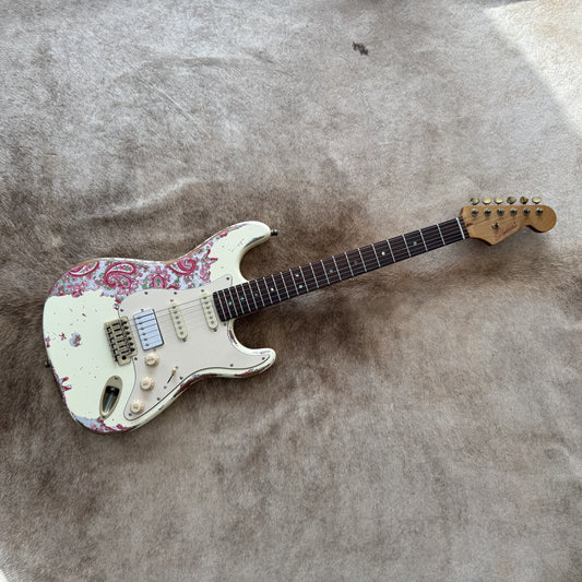 HSS Strat Style Electric Guitar – Cream Over Paisley