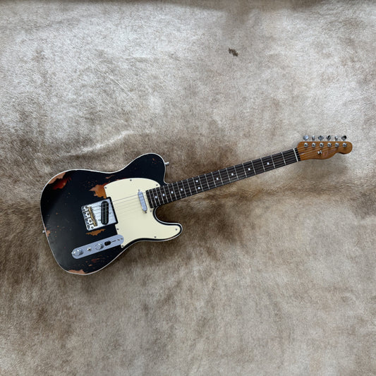 HSS Strat Style Electric Guitar – Black Over Sunburst