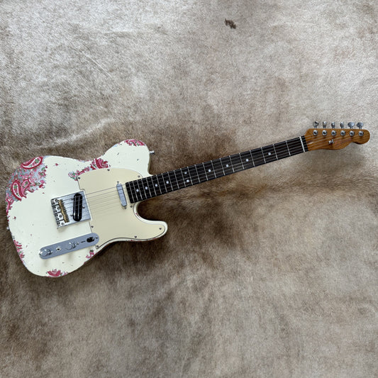 HSS Strat Style Electric Guitar – Cream Over Paisley