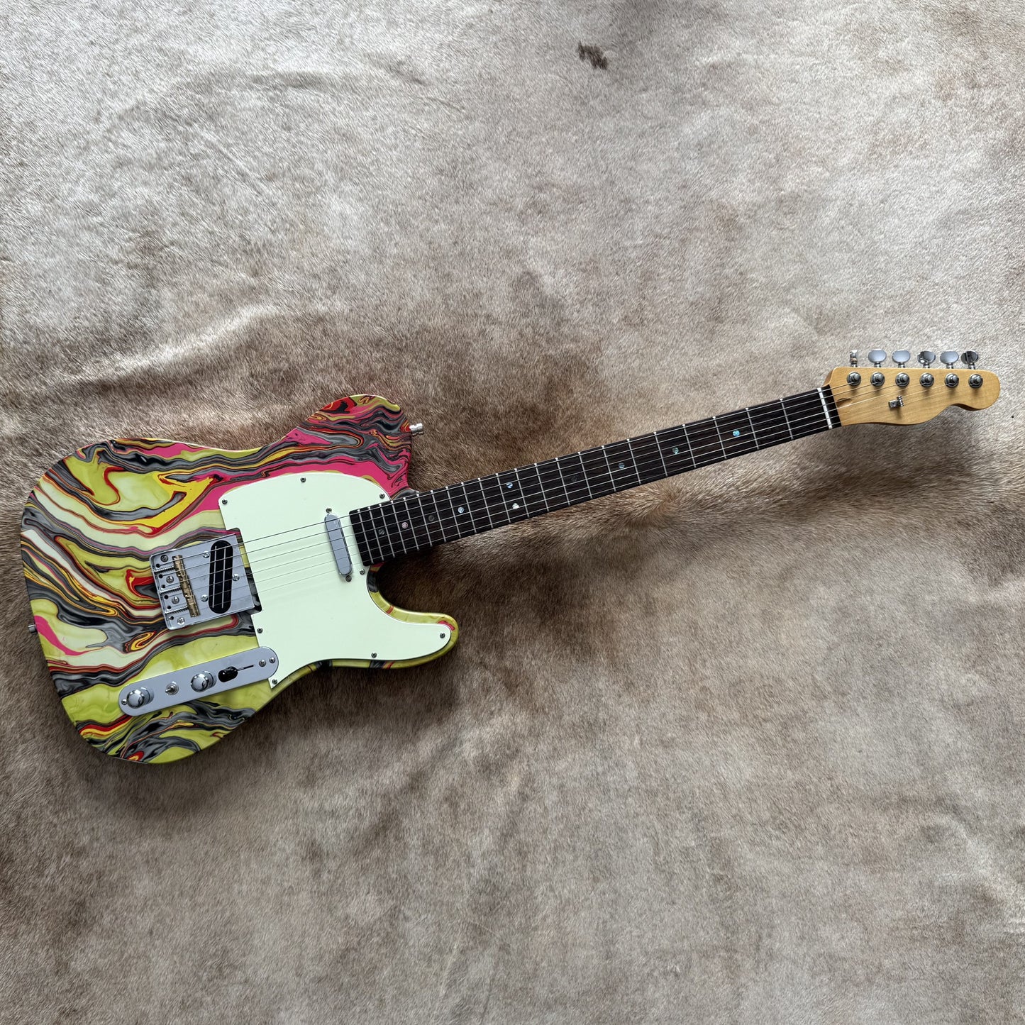 HSS Strat Style Electric Guitar – Green Swirl