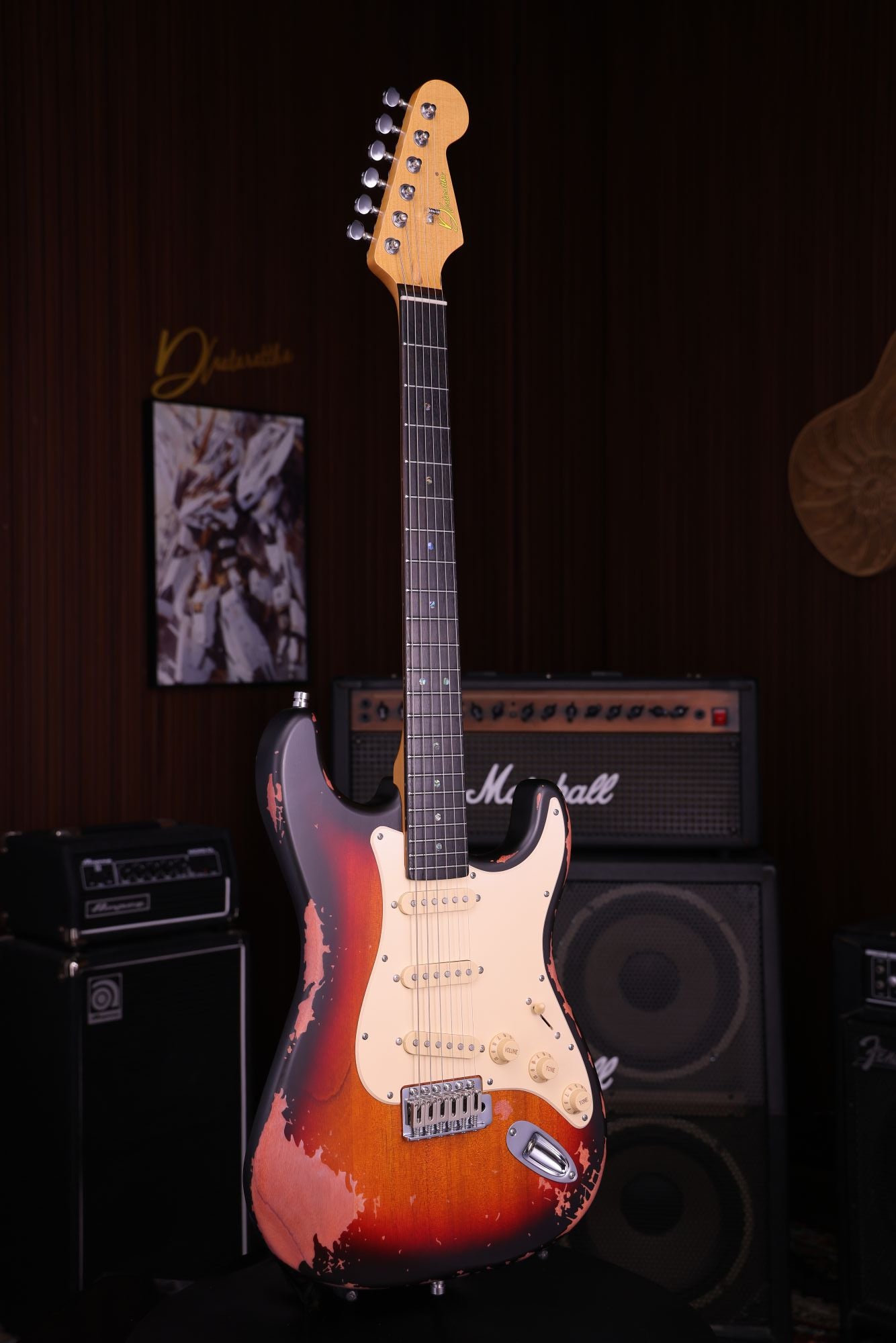 SSS Strat Style Electric Guitar – Sunburst Relic