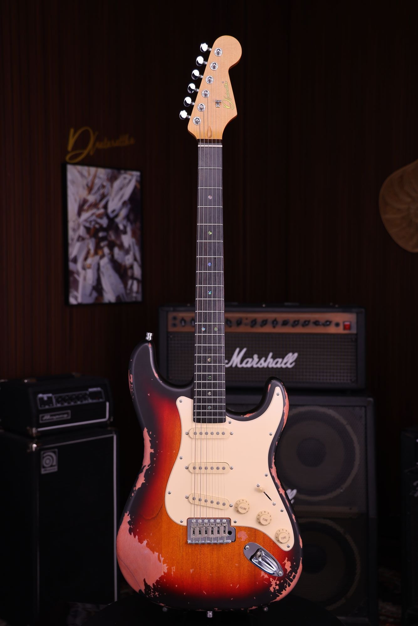 SSS Strat Style Electric Guitar – Sunburst Relic