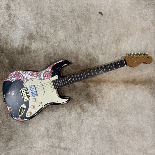 HSS Strat Style Electric Guitar – Black Over Paisley