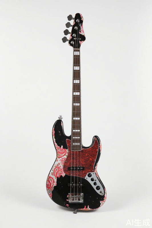 Dhatarattha DEB4 – Red Paisley Relic 4-String Bass